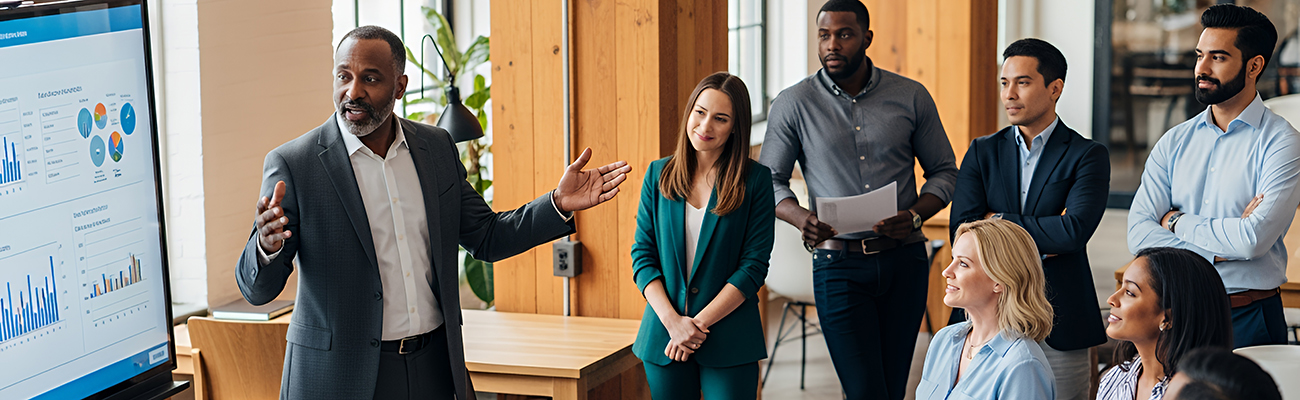 diverse-adults-staff-viewing-presentation-charts-graphs